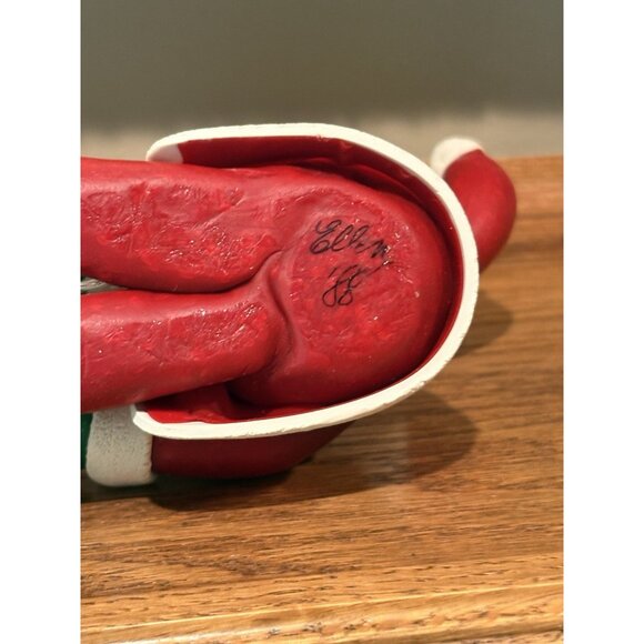 Vintage Polymer Clay Whimsical Santa Claus Ornament Holding Vase 6” Signed 1988 - Picture 6 of 7